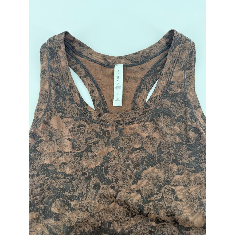 Athleta Momentum Floral Tank Brown Black Racerback Seamless Activewear Small